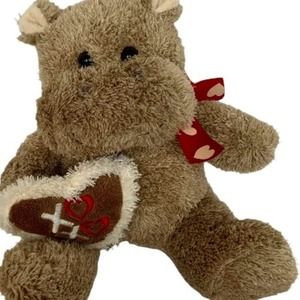 Dan Dee Light Brown Valentine's Hippo with Heart - 12" Plus